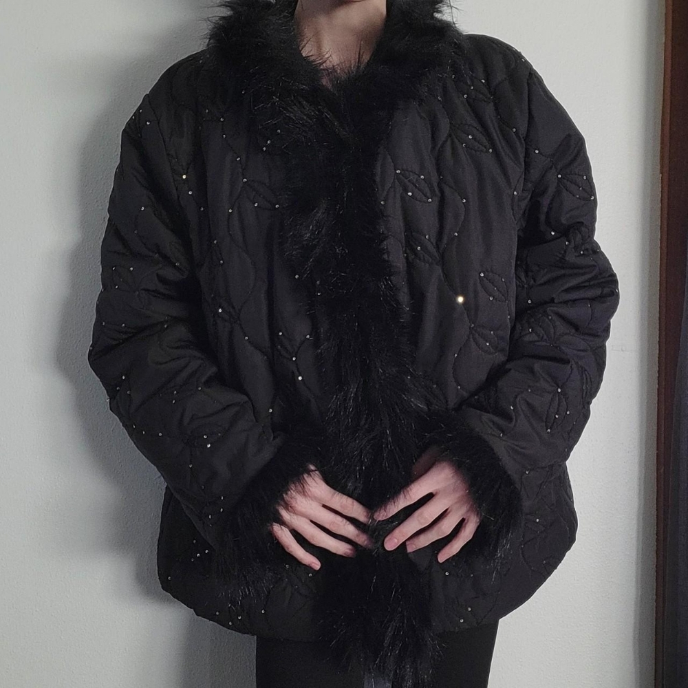 vintage embroidered & faux fur coat